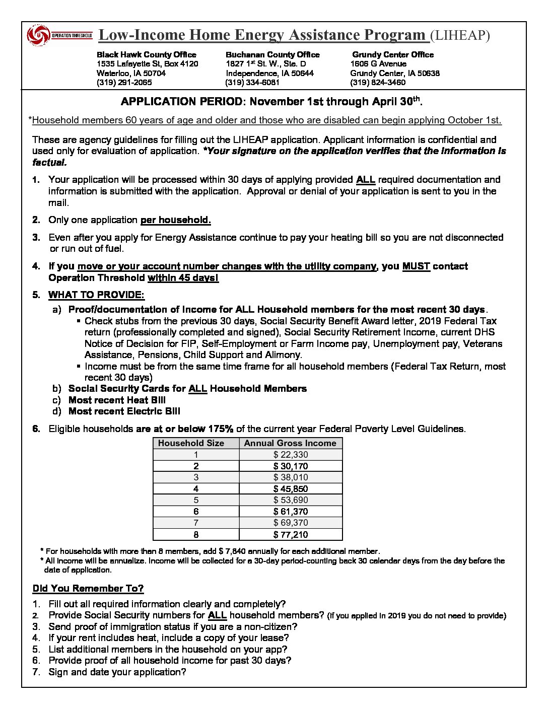 LIHEAP Application FY21 Operation Threshold